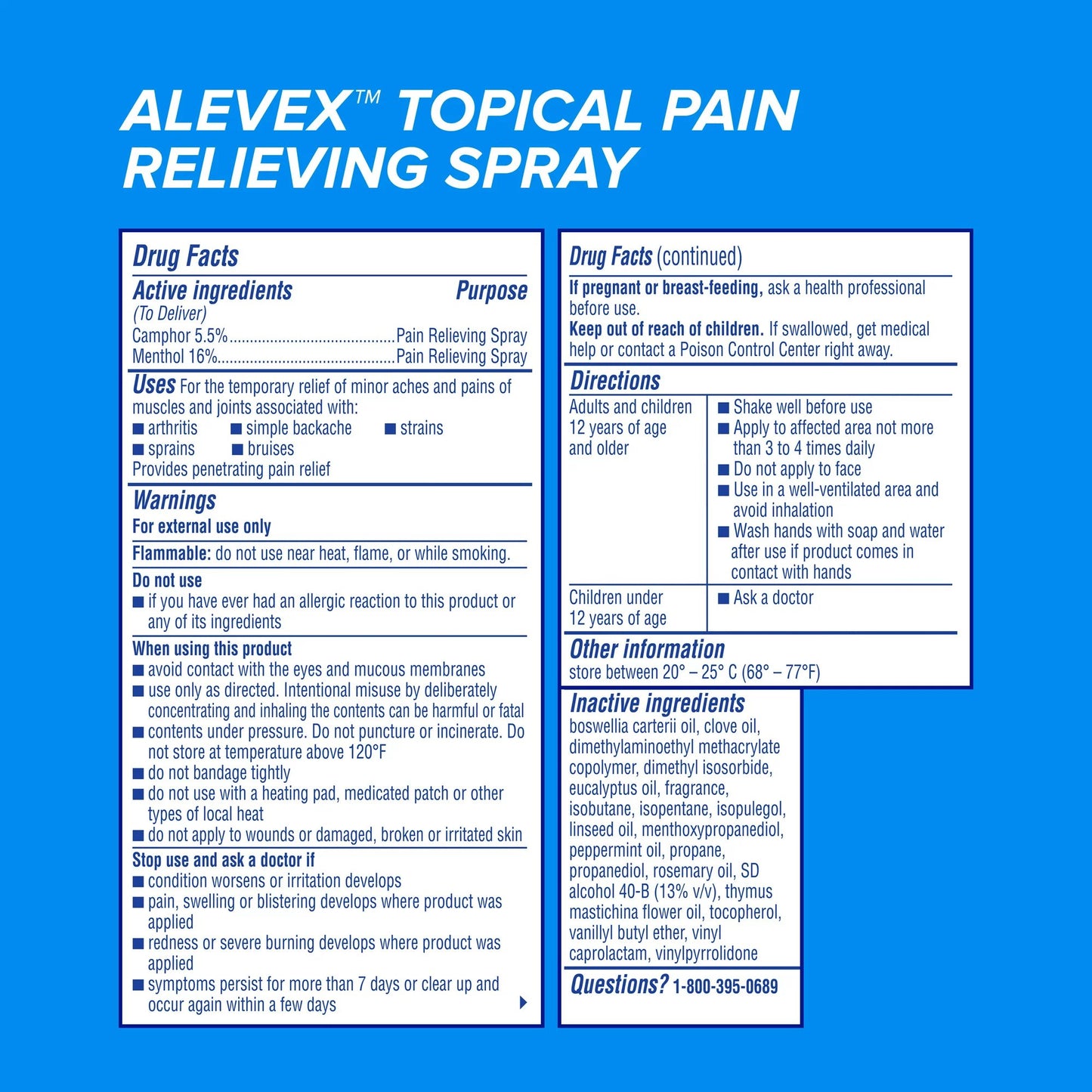 AleveX Pain Relieving Spray Max Strength Menthol, 3.2-ounce spray can