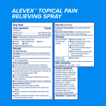AleveX Pain Relieving Spray Max Strength Menthol, 3.2-ounce spray can