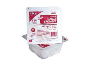 Dukal 416-2X Sterile USP Type VII X-Ray Detectable Gauze Sponge, 4 x 4 Inch, 16-Ply