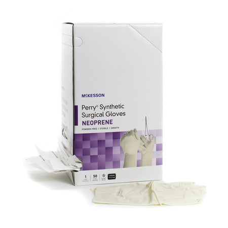McKesson 20-2680N Perry Polychloroprene Surgical Glove, Size 8, Cream