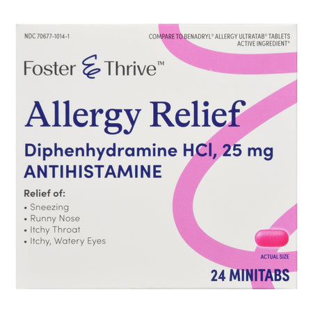 McKesson 70677101401 Foster & Thrive Allergy Relief Diphenhydramine HCl 25 mg Minitabs