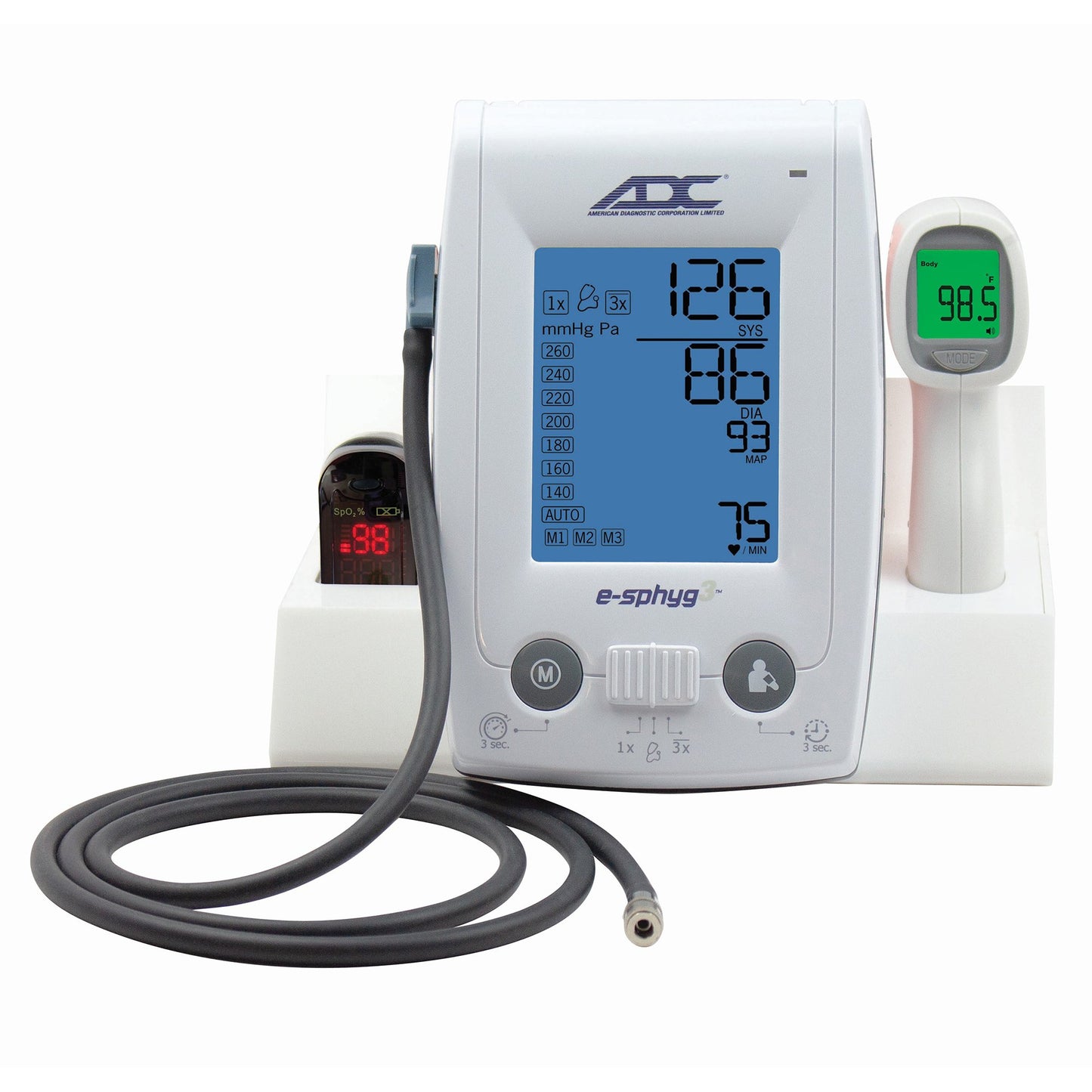 Automatic Digital Blood Pressure Monitor E-sphyg™ 3 Multiple Sizes Nylon Cuff 19 - 50 cm Desk Model