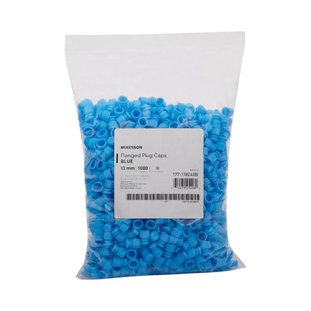 McKesson 177-118240B Tube Closure Flanged Plug Cap Blue Polyethylene 1000 per Bag