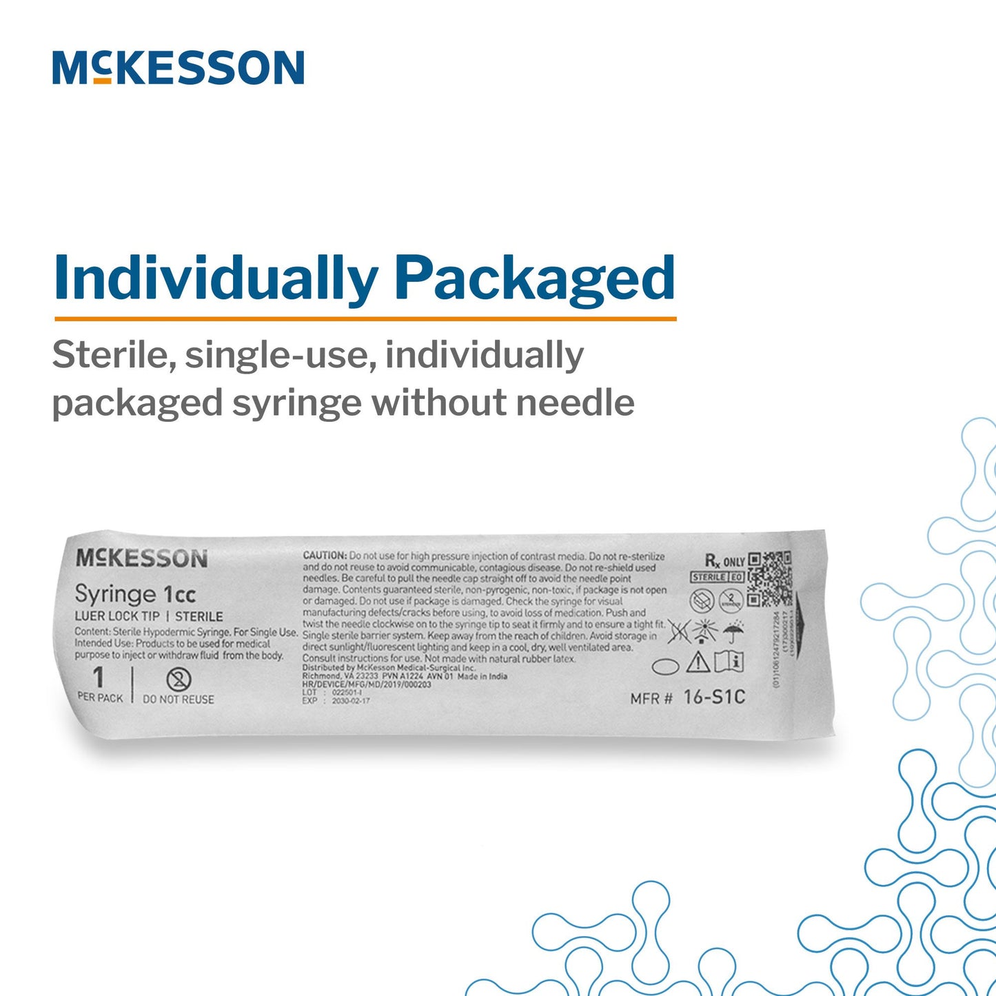 General Purpose Syringe McKesson 1 mL Luer Lock Tip Without Safety