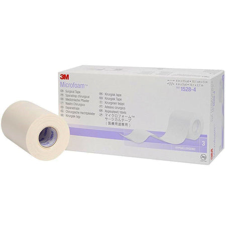 Solventum 1528-4 3M Microfoam Foam / Acrylic Adhesive Medical Tape, 4 Inch x 5-1/2 Yard