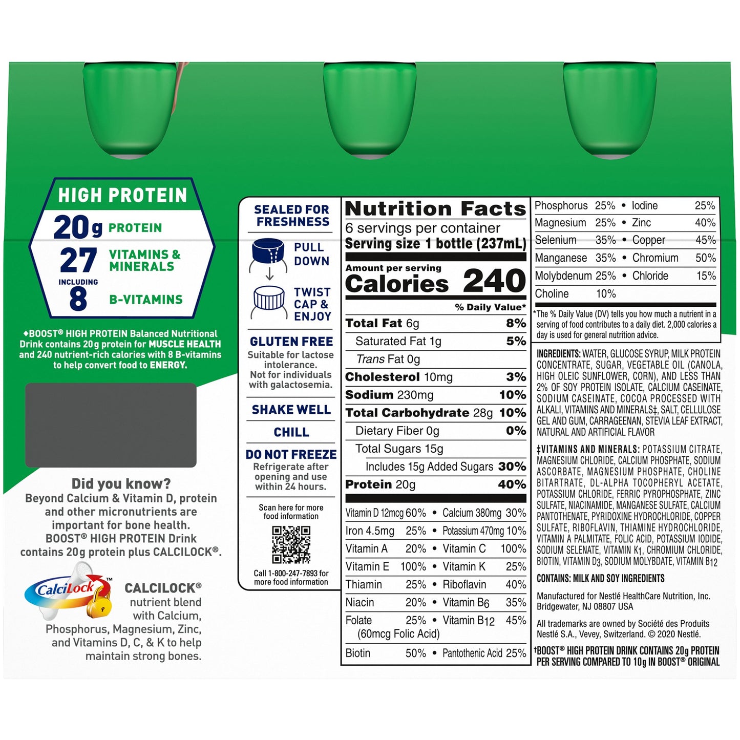Boost® High Protein Chocolate Complete Nutritional Drink, 8-ounce bottle