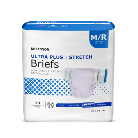 McKesson BRSTRMR Ultra Plus Stretch Heavy Absorbency Incontinence Brief, Medium/Regular