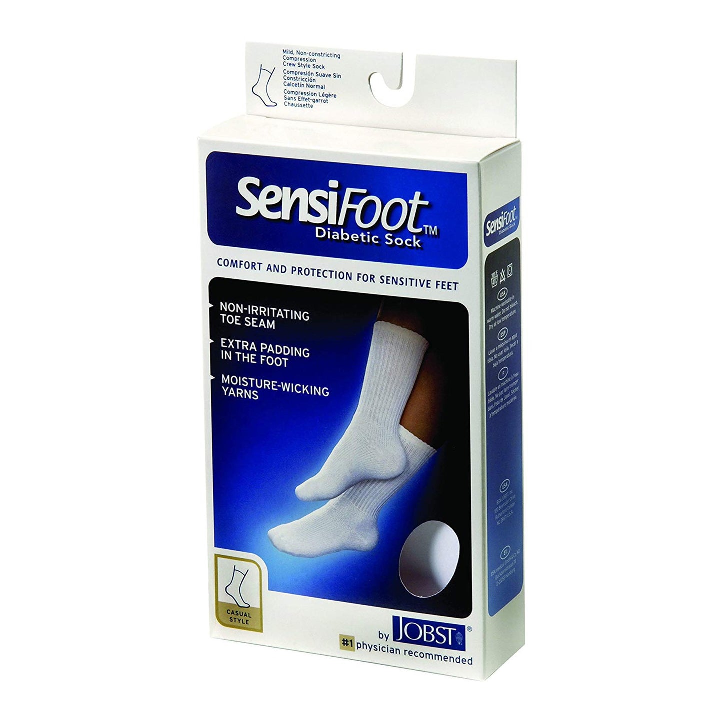 JOBST SensiFoot Diabetic Sock, Compression Crew Sock, Closed Toe, Small