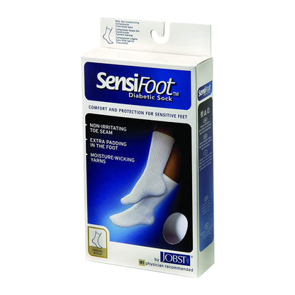JOBST SensiFoot Diabetic Sock, Compression Crew Sock, Closed Toe, Small