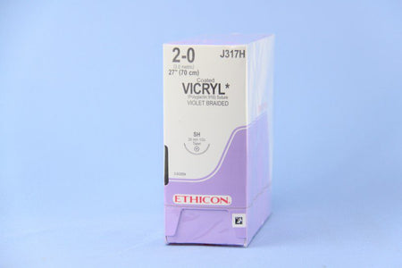 Ethicon J317H Coated Vicryl Absorbable Suture with Needle, Taper Point Braided