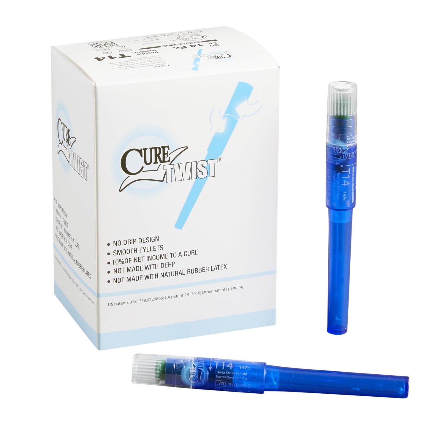 Cure Twist™ Female Intermittent Catheter, 14 Fr., Straight