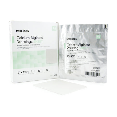 McKesson 3558 Silver Calcium Alginate Dressing, 4 x 4¾ Inch