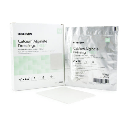 McKesson Silver Calcium Alginate Dressing, 4 x 4¾ Inch