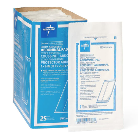 Medline NON21450 Abdominal Pad Medline 5 X 9 Inch Sterile 1 per Pack