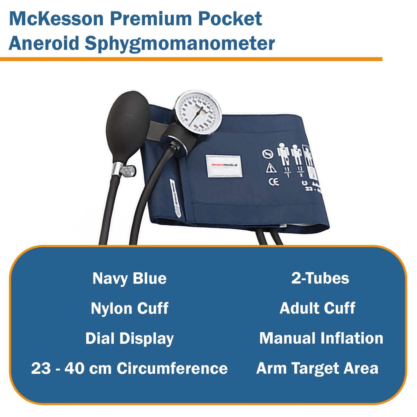 McKesson Premium Pocket Aneroid Sphygmomanometer, Dark Blue