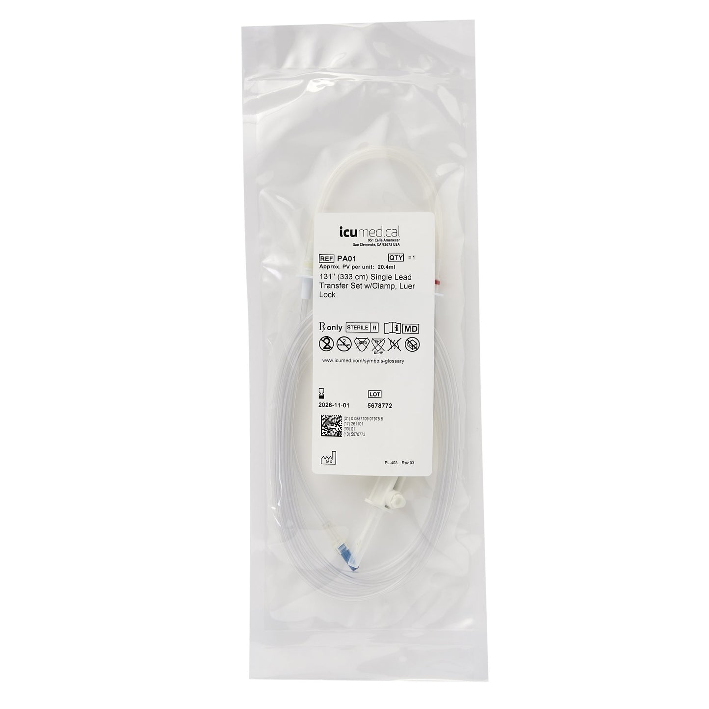 ICU Medical PharmAssist Single Lead Tubing Set