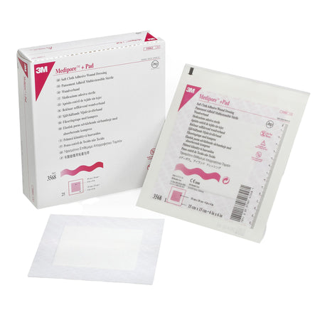 Solventum 3568 3M Medipore Adhesive Dressing, 6 x 6 Inch