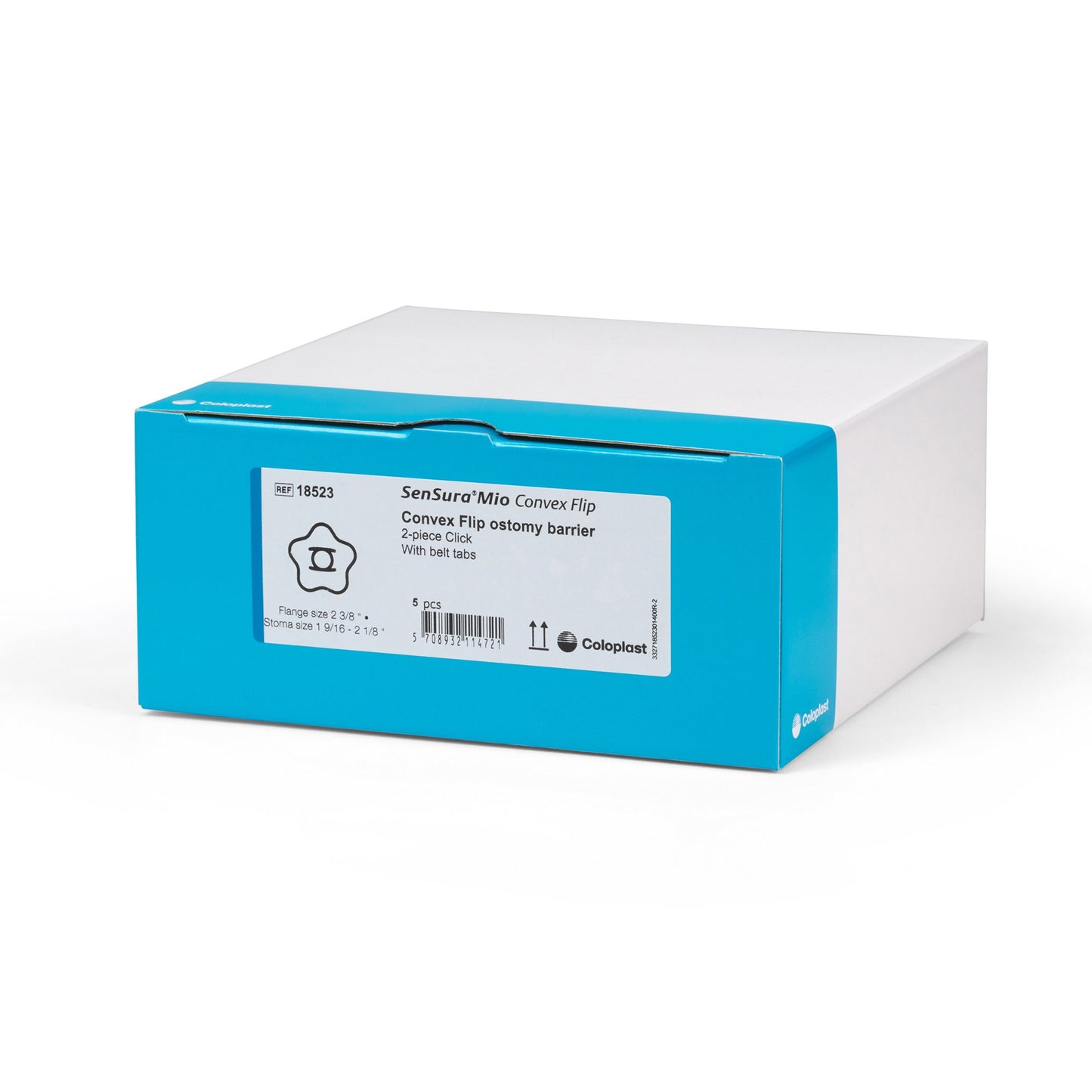 SenSura® Mio Click Convex Flip Ostomy Barrier, 40 mm Stoma Openings, Blue Match