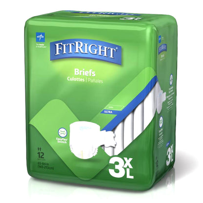 Incontinence Brief FitRight® Bariatric Adult 3X-Large Unisex Disposable Heavy Absorbency
