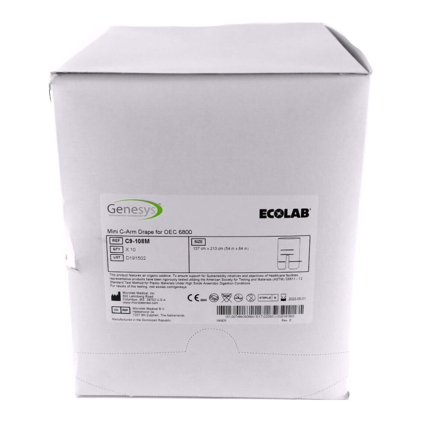 Genesys™/Ecolab® Mini C-Arm Drape for GE OEC 6800, 54 x 84 Inch
