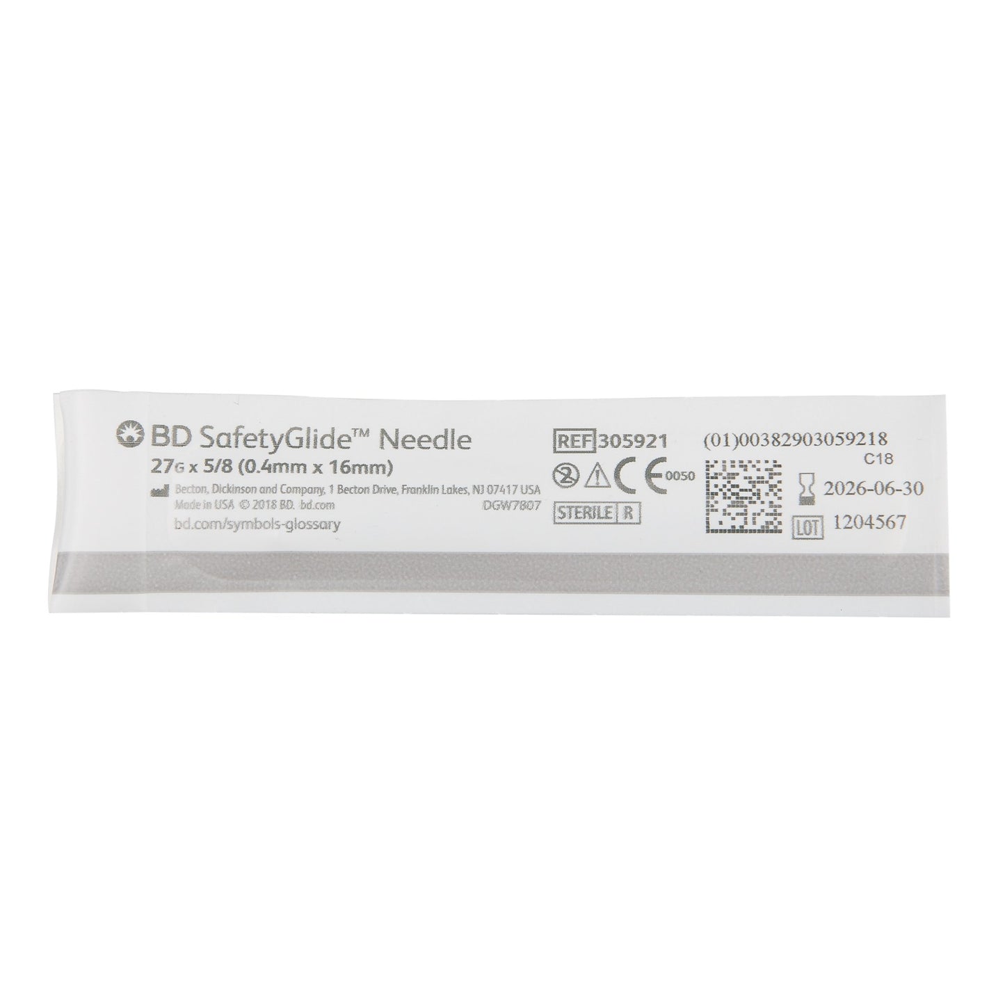 SafetyGlide™ Safety Hypodermic Needle, 27 Gauge, 5/8 Inch Length