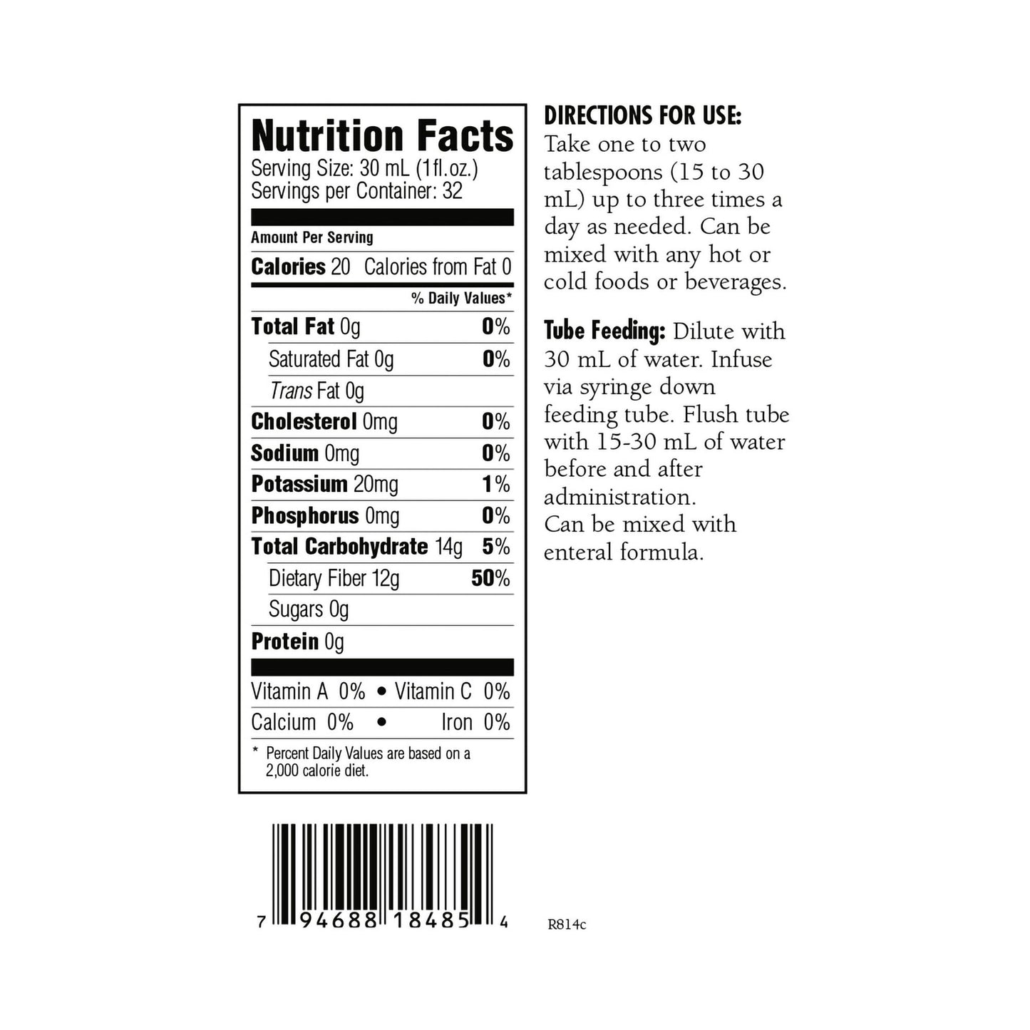 HyFiber® Citrus Flavor Liquid Fiber with FOS, 32-ounce bottle