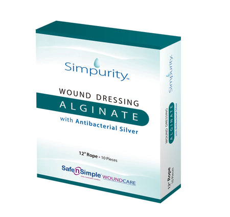 Safe N Simple SNS51712 Simpurity Silver Alginate Dressing, 10 Count, 12 Inch Length, White
