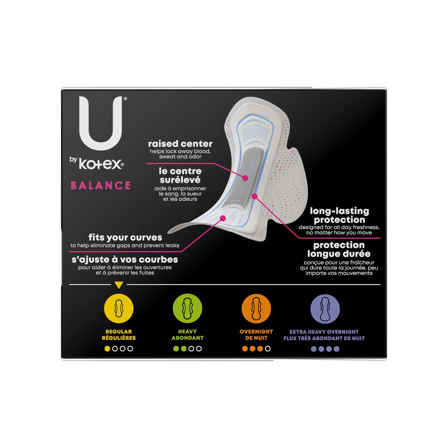 U by Kotex® Balance Ultra Thin Charcoal Pads with Wings, Regular