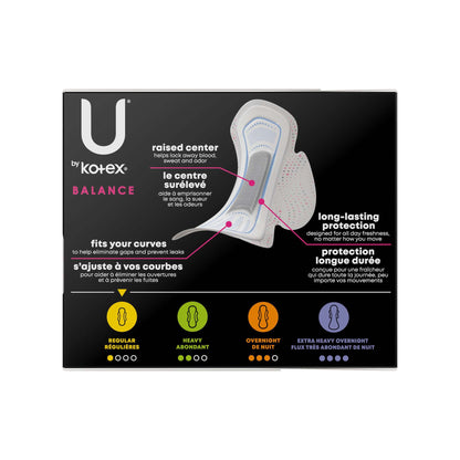 U by Kotex® Balance Ultra Thin Charcoal Pads with Wings, Regular
