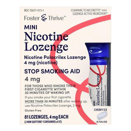 McKesson 70677117301 Foster & Thrive Mini Nicotine Polacrilex Lozenges 4 mg Cherry Ice