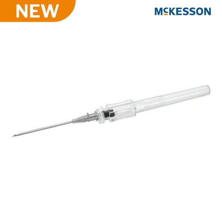 Peripheral IV Catheter McKesson 16 Gauge 1.16 Inch Polyurethane Straight Hub Non Blood Control Push Button Safety