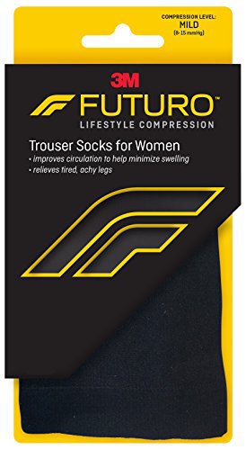 3M 71023EN Futuro Energizing Trouser Socks for Women, Black, Large