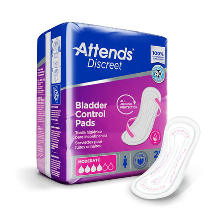 Attends ADPMOD Discreet Women's Moderate Bladder Control Pad, 10½-Inch Length