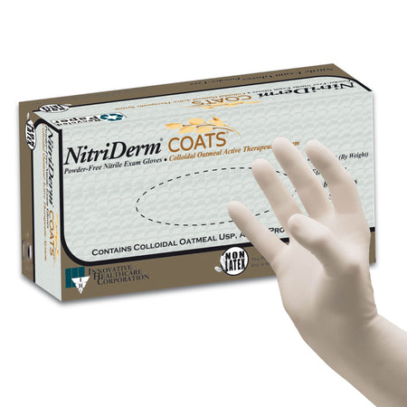 Innovative Healthcare 125102 NitriDerm Coats Nitrile Exam Glove, Small, White