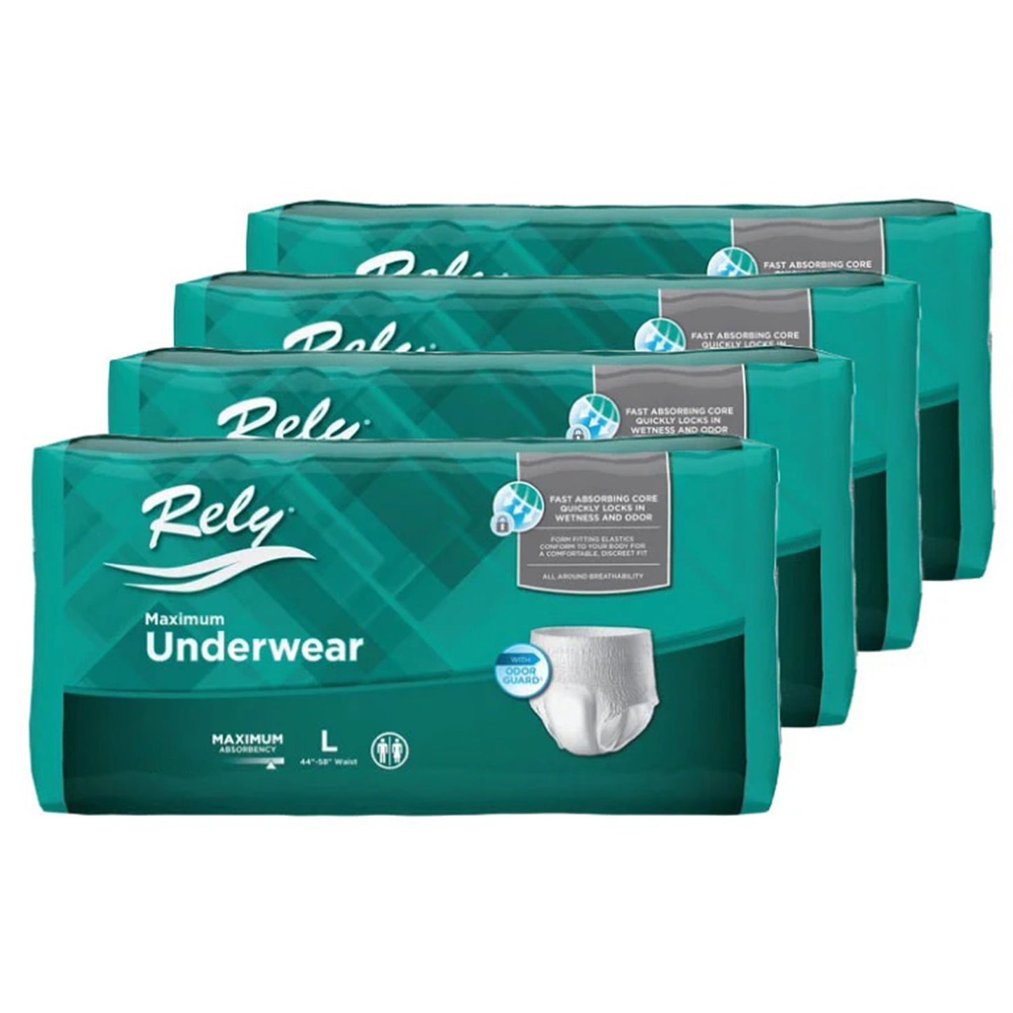 Absorbent Underwear Rely® Maximum Pull On with Tear Away Seams Adult Large Unisex Disposable Heavy Absorbency