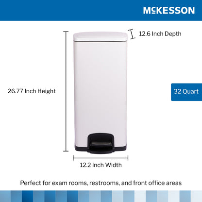 McKesson White Square Step-On Trash Can, 8 gallon