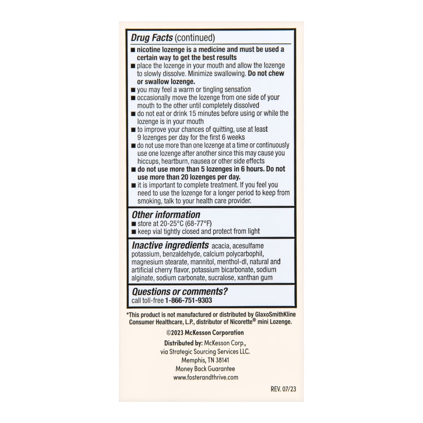Foster & Thrive™ Mini Nicotine Polacrilex Lozenges 2 mg (Nicotine) Cherry Ice