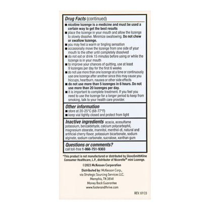 Foster & Thrive™ Mini Nicotine Polacrilex Lozenges 2 mg (Nicotine) Cherry Ice