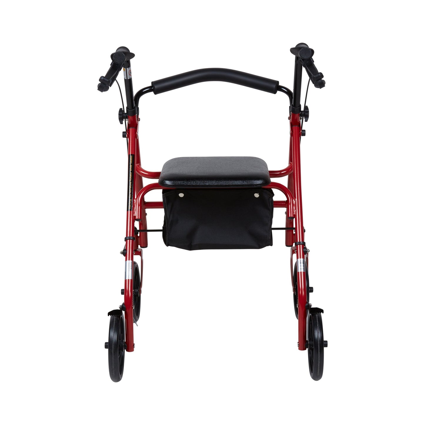 McKesson Folding Steel Four-Wheel Rollator, 12-Inch Seat Width, Red