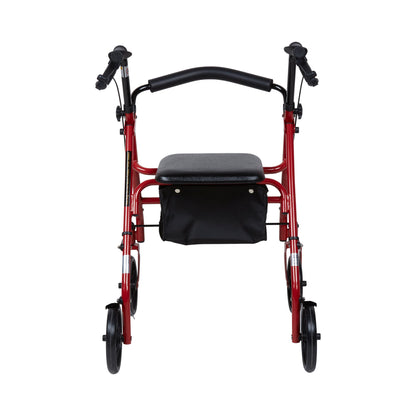McKesson Folding Steel Four-Wheel Rollator, 12-Inch Seat Width, Red