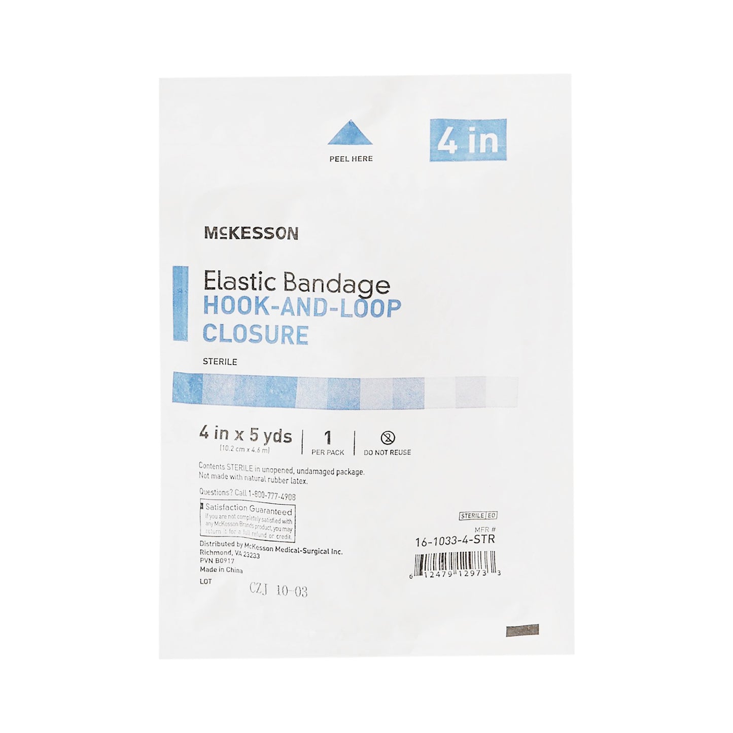 McKesson Hook and Loop Closure Elastic Bandage, 4 Inch x 5 Yard