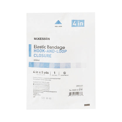 McKesson Hook and Loop Closure Elastic Bandage, 4 Inch x 5 Yard