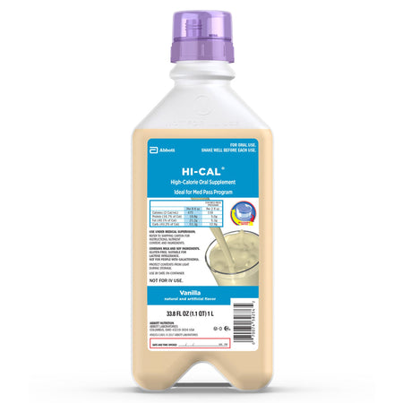 Abbott Nutrition 58253 Hi-Cal Vanilla Oral Supplement, Ideal for Med Pass Program, 1 liter bottle