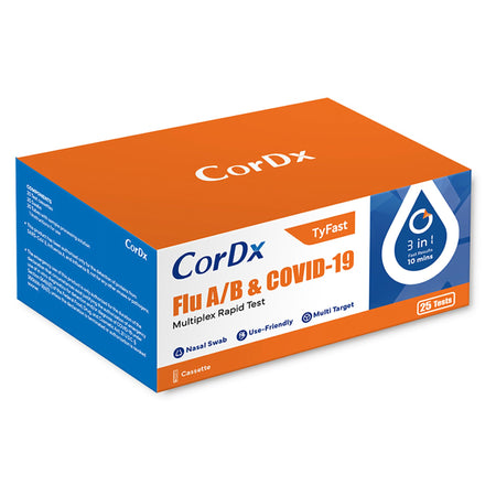 CorDx Inc ACT21001-25 Respiratory Test Kit Tyfast Flu A+B / COVID-19 Multiplex Rapid 25 Tests