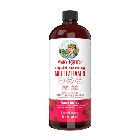 MRO MaryRuth LLC 1271761 Mary Ruth's Liquid Morning Multivitamin, Raspberry Flavor, 30-ounce Bottle