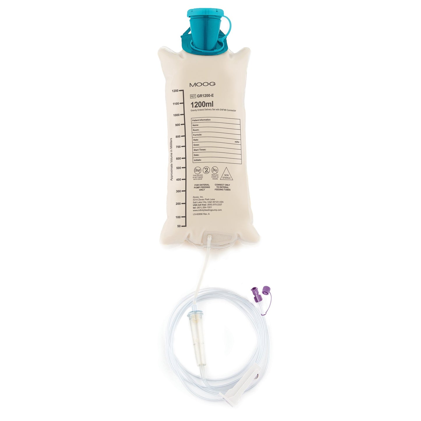 Gravity Bag Feeding Set with ENFit™ Connector Moog® 1200 mL
