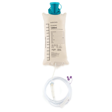 Zevex GR1200-E Gravity Bag Feeding Set with ENFit Connector Moog 1200 mL