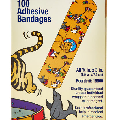 American® White Cross Stat Strip® Circus Kid Design Adhesive Strip, ¾ x 3 Inch