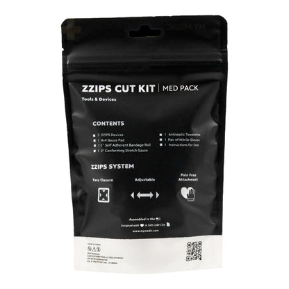 Med Packs™ Zzips First Aid Kit for Cuts, Lacerations in Portable Pouch