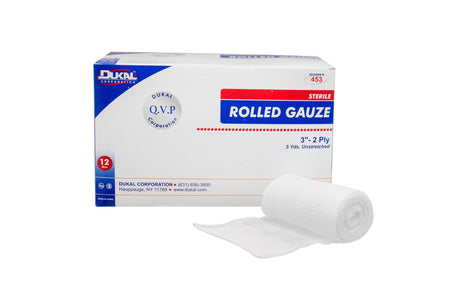 Dukal 453 Sterile Fluff Bandage Roll, 3 Inch x 5 Yard, Two-Ply